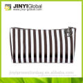 2014 hot sale cosmetic bag strip printing PVC cosmetic bag with zipper